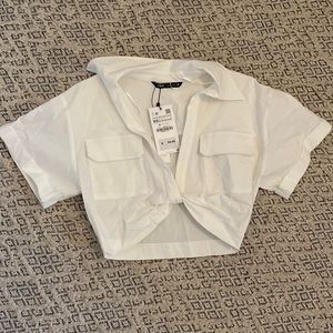Zara cropped white top